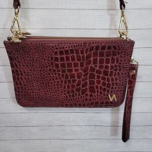 VICTOR MAROON FAUX SNAKESKIN WRISTLET